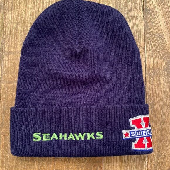 Seattle Seahawks Football NFL Super Bowl XL Beanie Cap Hat Men's One Size OS - Picture 1 of 2